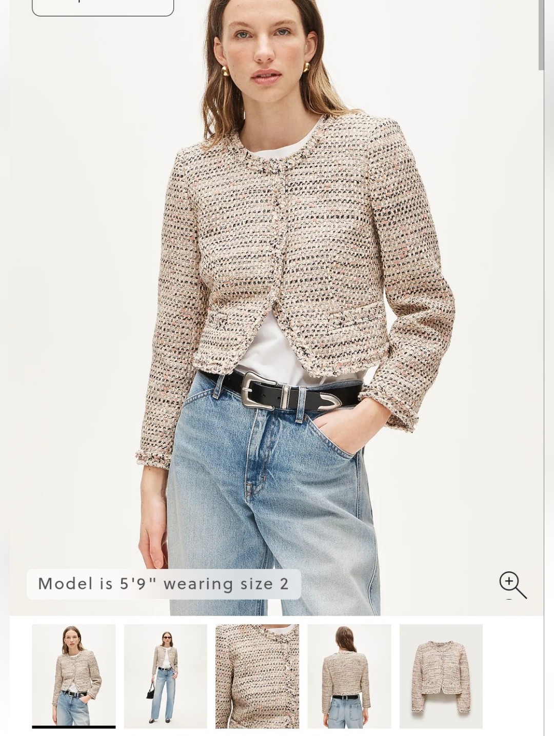 Nwt Sz 0 J.Crew Lady Jacket Italian Textured Tweed Cream Pink Black Multi Cs842